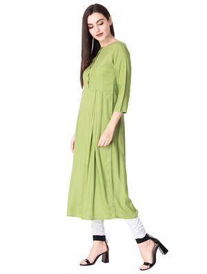 anarkali solid button down kurta - 15587410 - Standard Image - 2
