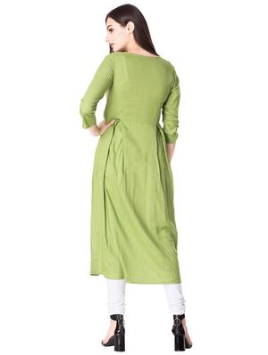 anarkali solid button down kurta - 15587410 - Standard Image - 3