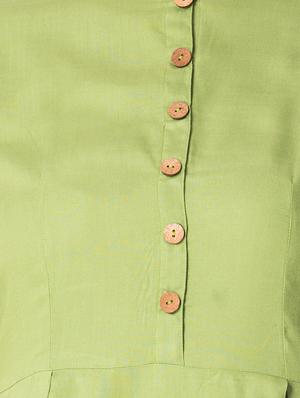 anarkali solid button down kurta - 15587410 - Standard Image - 4