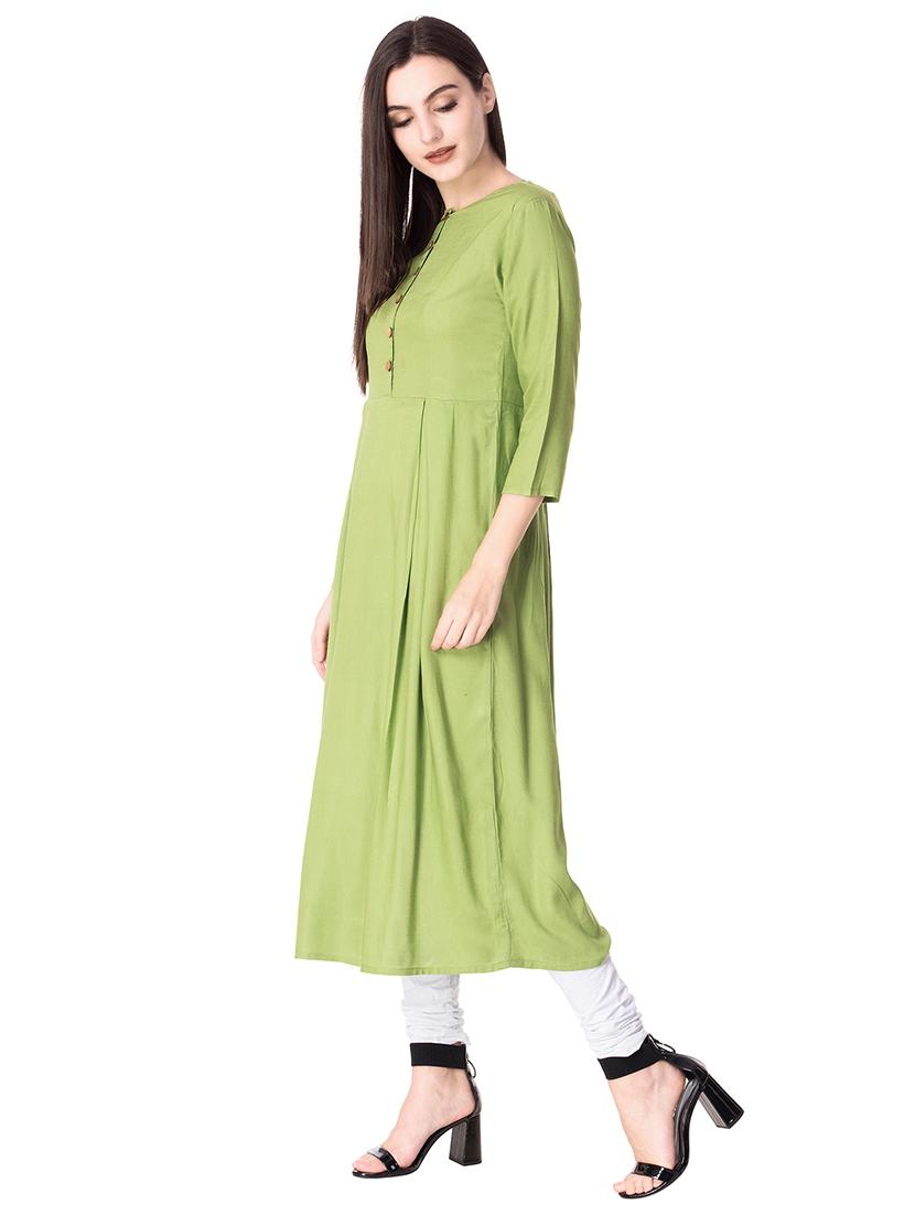 anarkali solid button down kurta - 15587410 - Zoom Image - 2