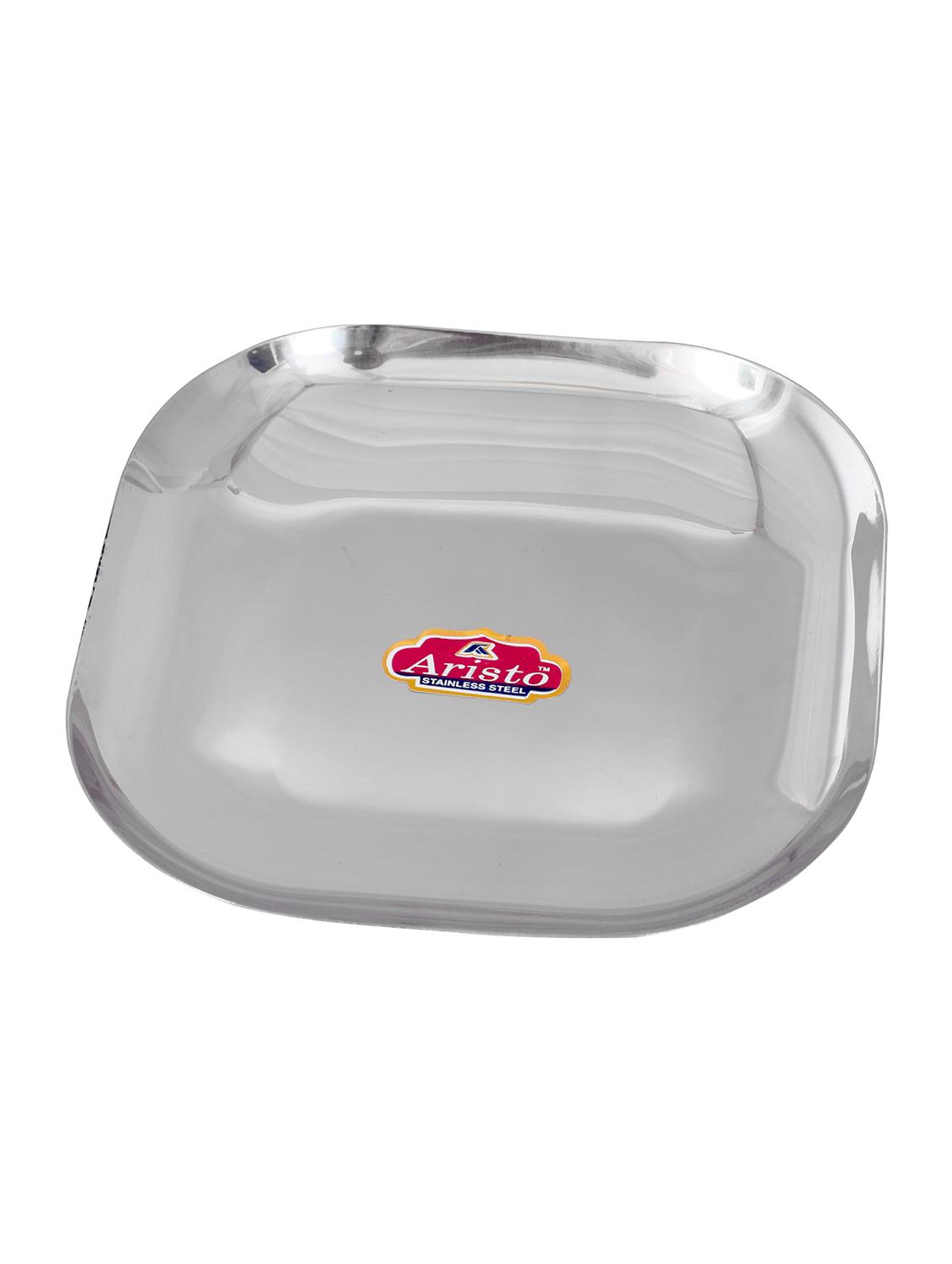 Square Steel Dinner Plates / Thali - 2 Pcs Set-20.5 cm - 15587541 - Zoom Image - 1