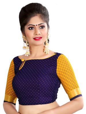 midnight blue woven saree with blouse - 15589589 - Standard Image - 3