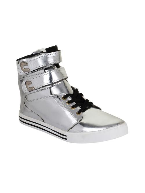 silver leatherette lace up sneakers - 15590808 - Very Small Image - 1