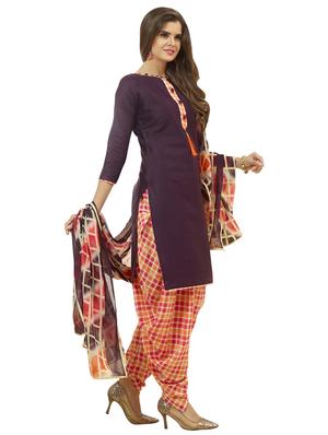 checkered unstitched patiyala suit - 15590860 - Standard Image - 2