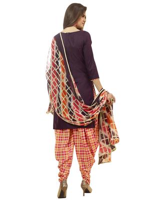 checkered unstitched patiyala suit - 15590860 - Standard Image - 3