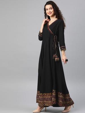 angrakha fringes long ethnic dress - 15591051 - Standard Image - 2