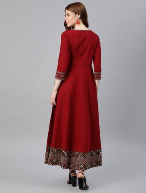 angrakha fringes long ethnic dress - 15591052 - Standard Image - 3