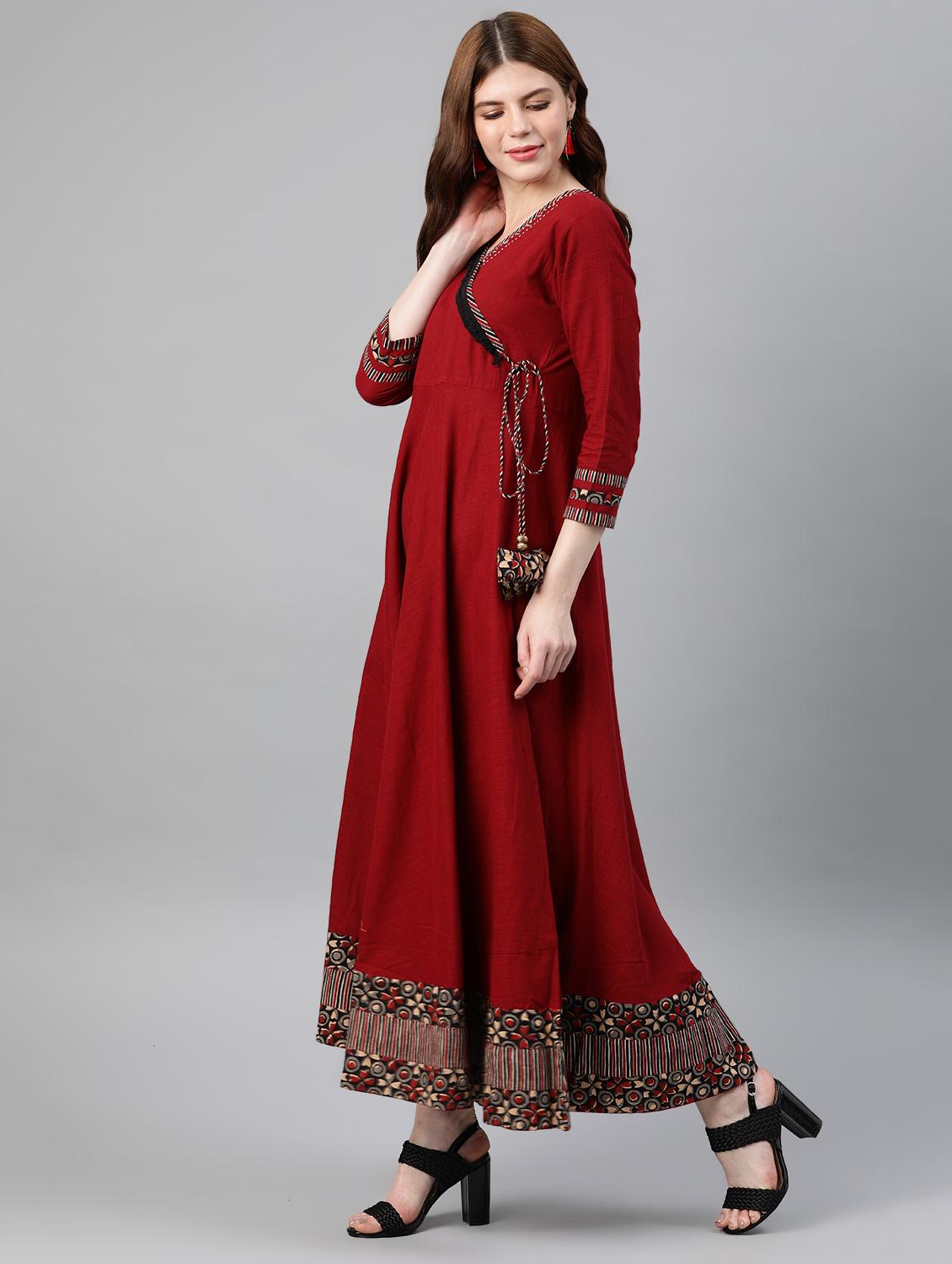 angrakha fringes long ethnic dress - 15591052 - Zoom Image - 2