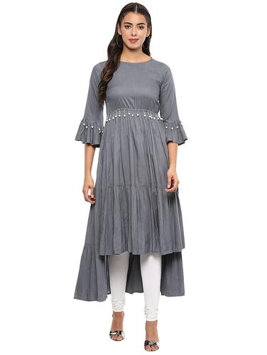Bell sleeves high-low kurta - 15591054 - Very Small Image - 1