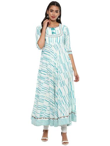 A-line printed yoke kurta - 15591058 - Very Small Image - 1