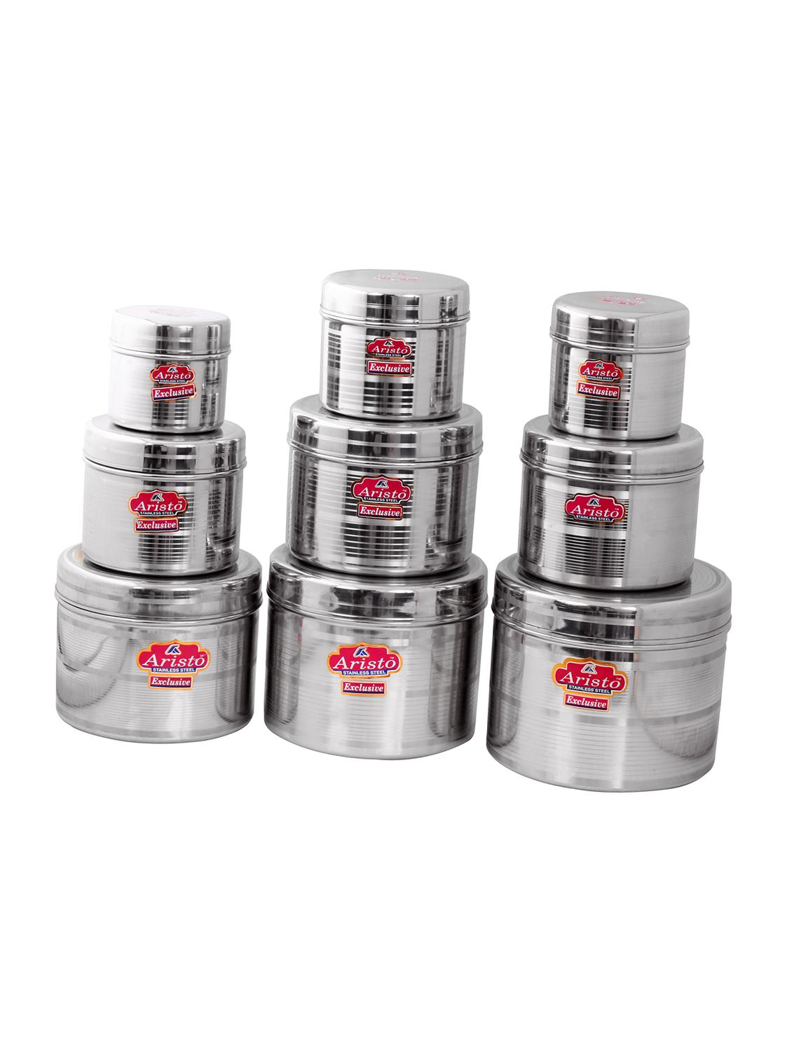 Steel Container 9 Pcs Storage Jar Set RT 0.5 to 3.8 Litres - 15591326 - Zoom Image - 1