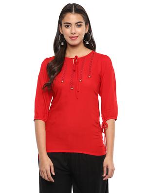 tie up neck lace detail top - 15591391 - Standard Image - 1