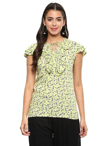 ruffled detail tie up neck top - 15591396 - Very Small Image - 1