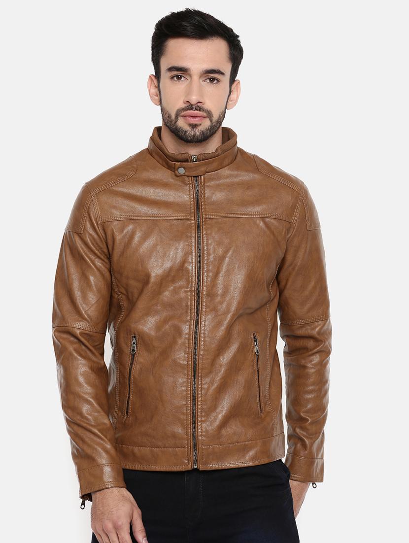 brown leather biker jacket - 15601729 - Zoom Image - 1