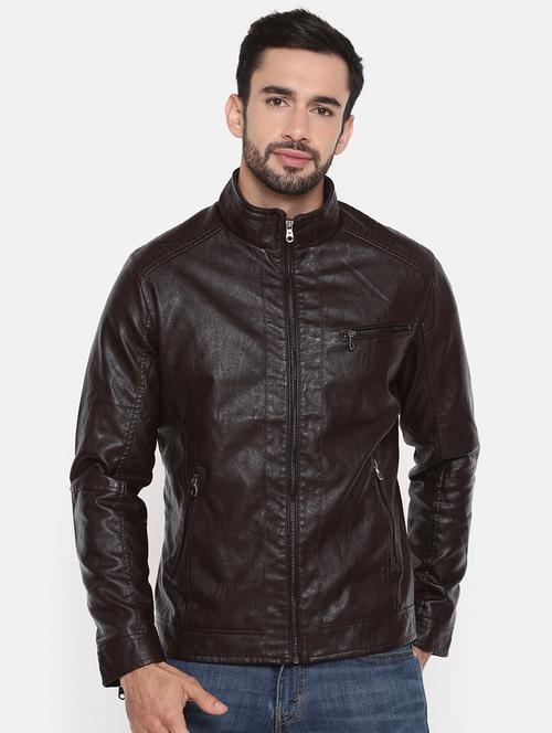 brown leather biker jacket - 15601742 - Very Small Image - 1