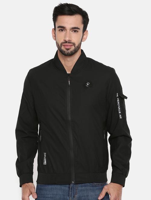 black polyester casual jacket - 15601757 - Standard Image - 1