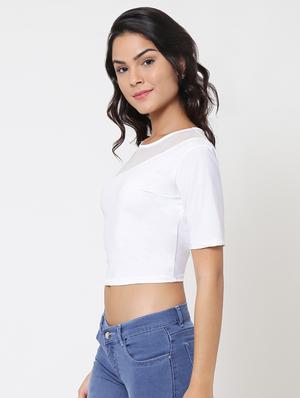 sheer paneled crop top - 15603952 - Standard Image - 2