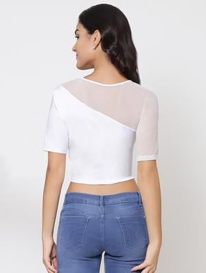 sheer paneled crop top - 15603952 - Standard Image - 3