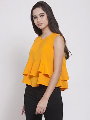 sleeveless ruffled detail top - 15603956 - Standard Image - 2