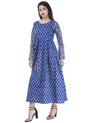 Indigo printed dress - 15603970 - Standard Image - 1
