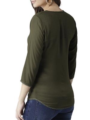 yoke smocking detail notch collar top - 15603988 - Standard Image - 3