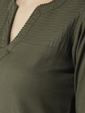 yoke smocking detail notch collar top - 15603988 - Standard Image - 4