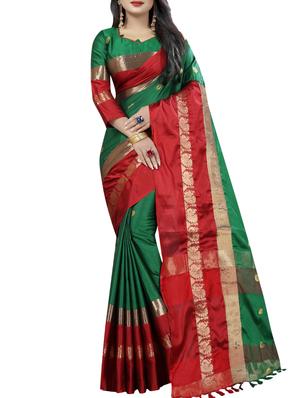 Zari motifs woven saree with blouse - 15604162 - Standard Image - 1