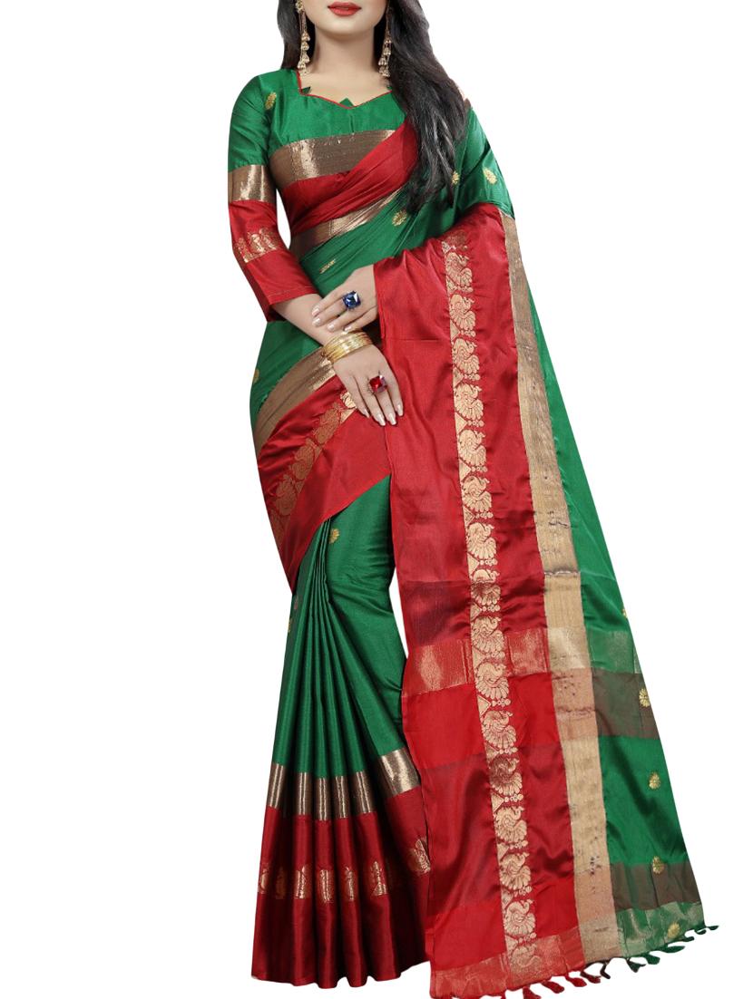 Zari motifs woven saree with blouse - 15604162 - Zoom Image - 1