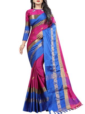 Zari motifs woven saree with blouse - 15604163 - Standard Image - 1
