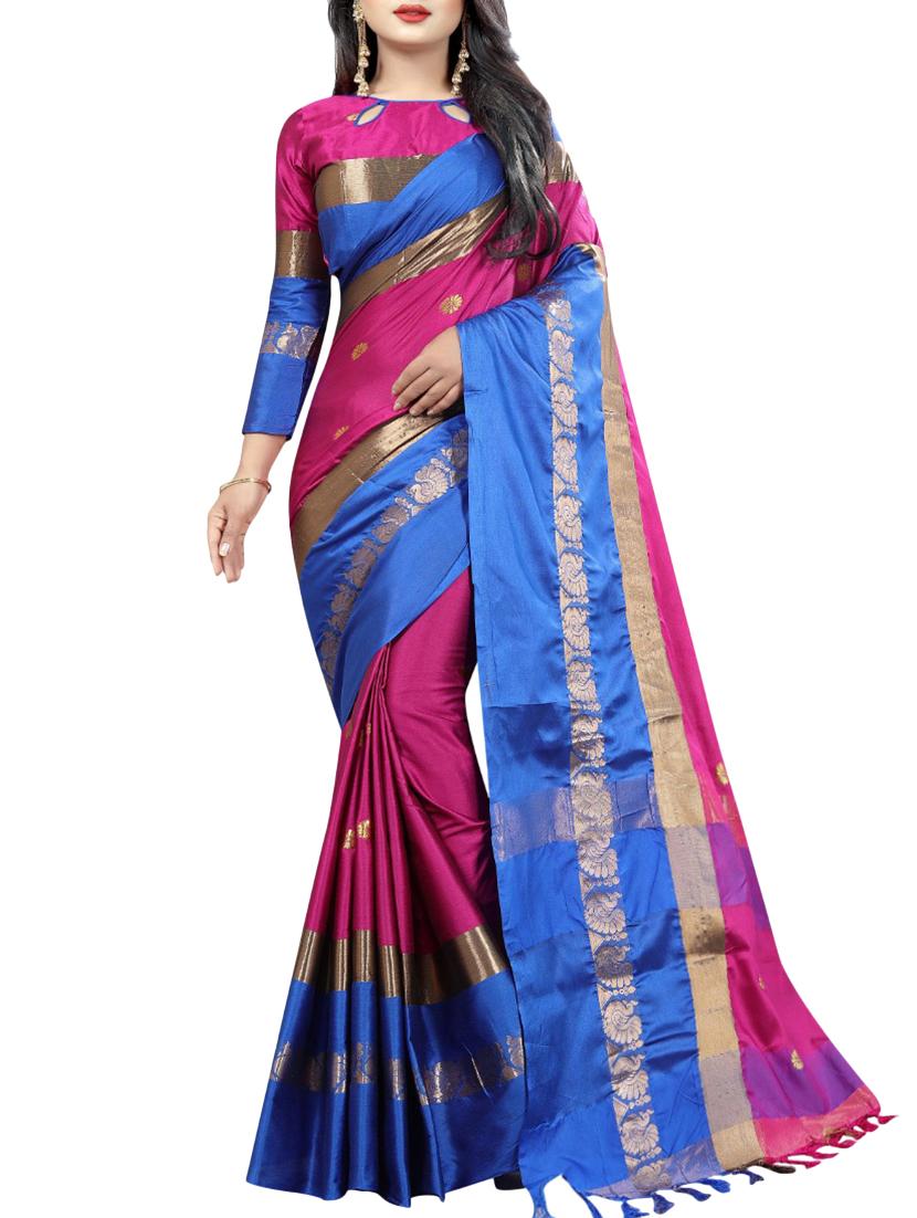 Zari motifs woven saree with blouse - 15604163 - Zoom Image - 1