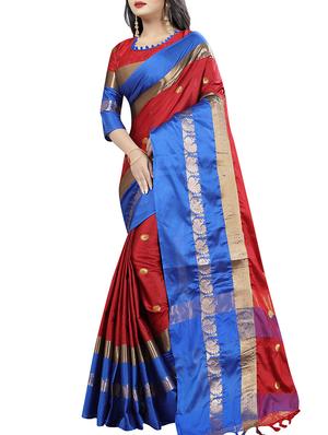 Zari motifs woven saree with blouse - 15604164 - Standard Image - 1