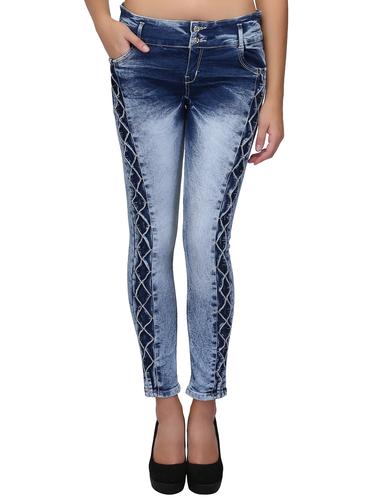 criss-cross detail stone washed jeans - 15604539 - Very Small Image - 1