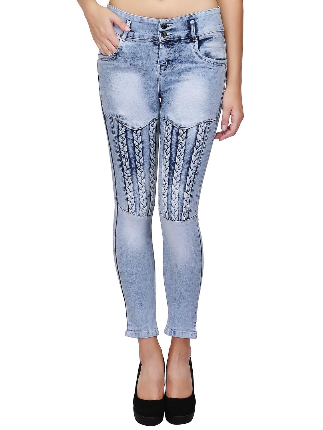 braid weave stone washed jeans - 15604546 - Zoom Image - 1