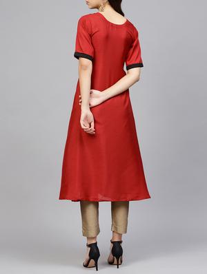foil print a-line kurta - 15605702 - Standard Image - 3