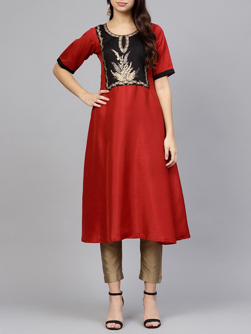 foil print a-line kurta - 15605702 - Zoom Image - 1
