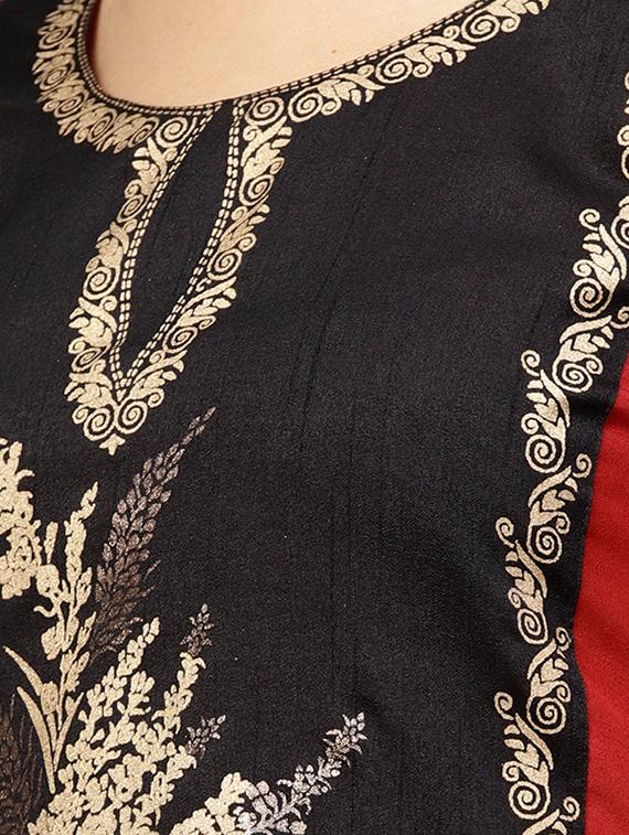 foil print a-line kurta - 15605702 - Zoom Image - 4