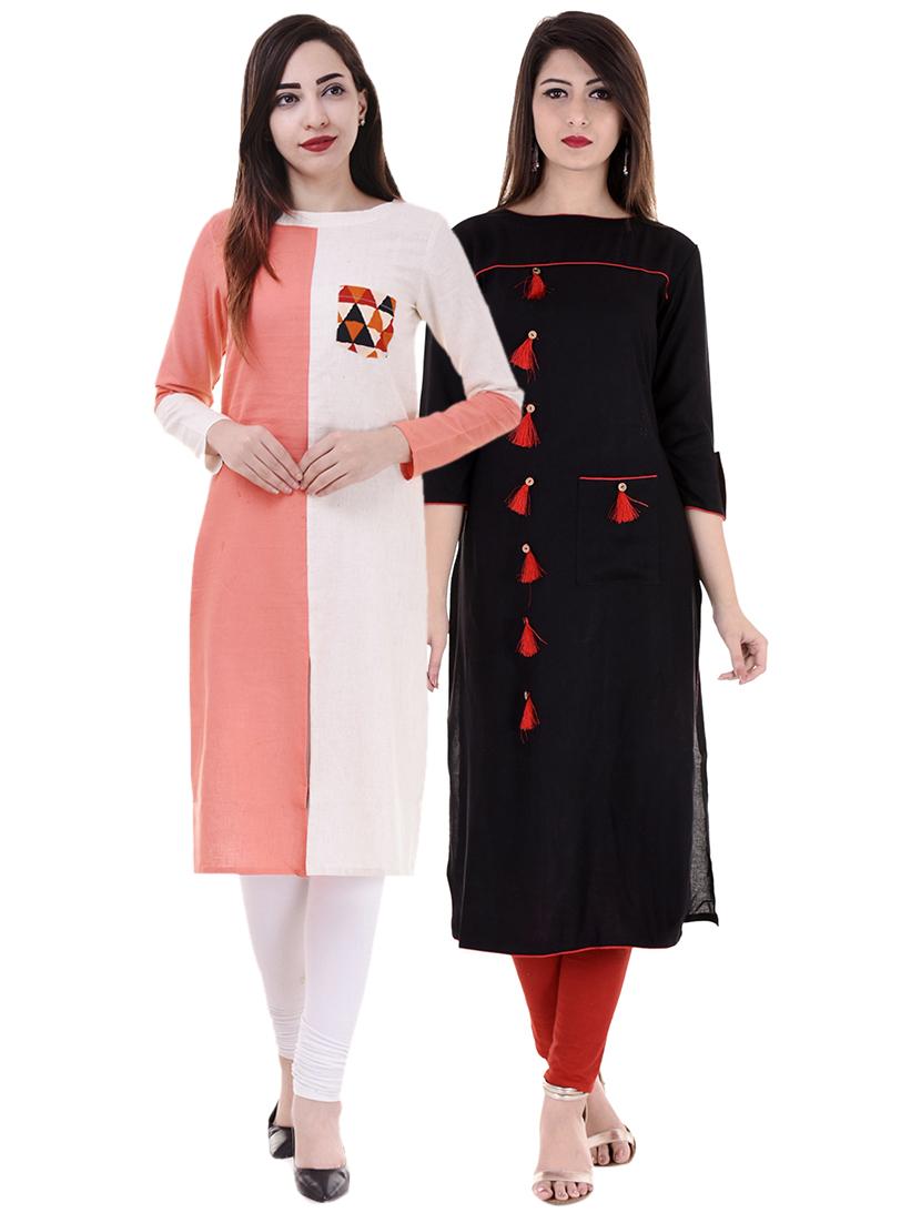 Multi colored combos kurta - 15605765 - Zoom Image - 1