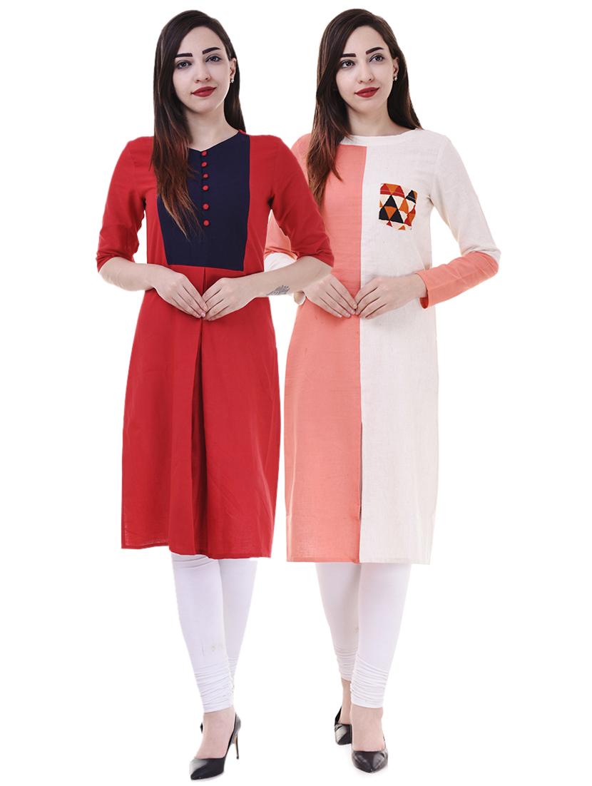Multi colored combos kurta - 15605768 - Zoom Image - 1