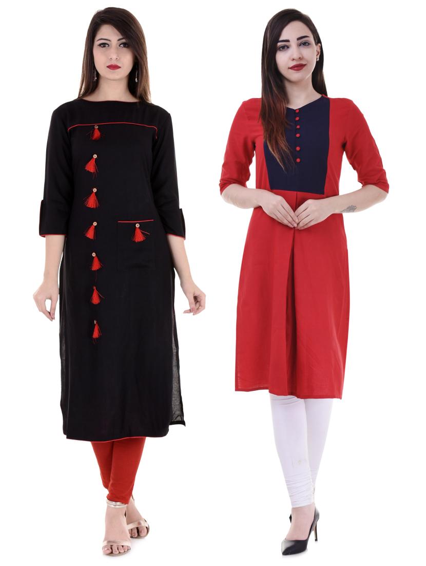Multi colored combos kurta - 15605782 - Zoom Image - 1