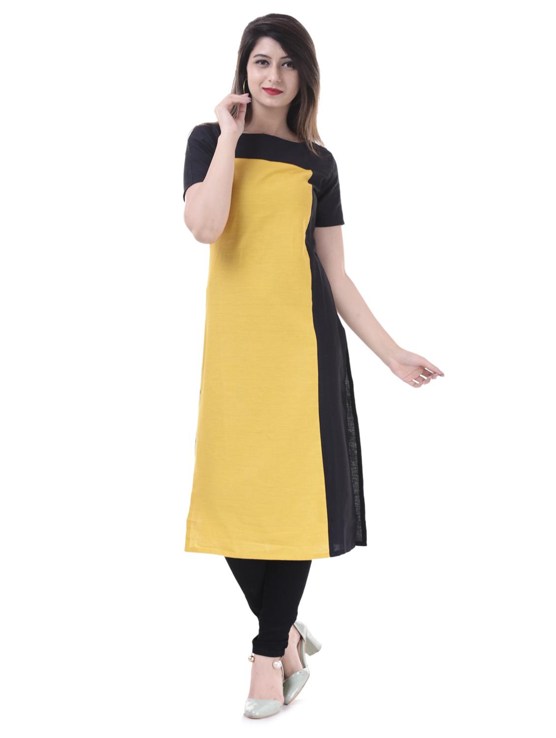 Color block straight kurta - 15605810 - Zoom Image - 1