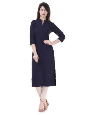 Twlight blue straight kurta - 15605812 - Standard Image - 1
