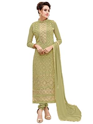 Embroidered unstitched churidaar suit - 15605924 - Standard Image - 1