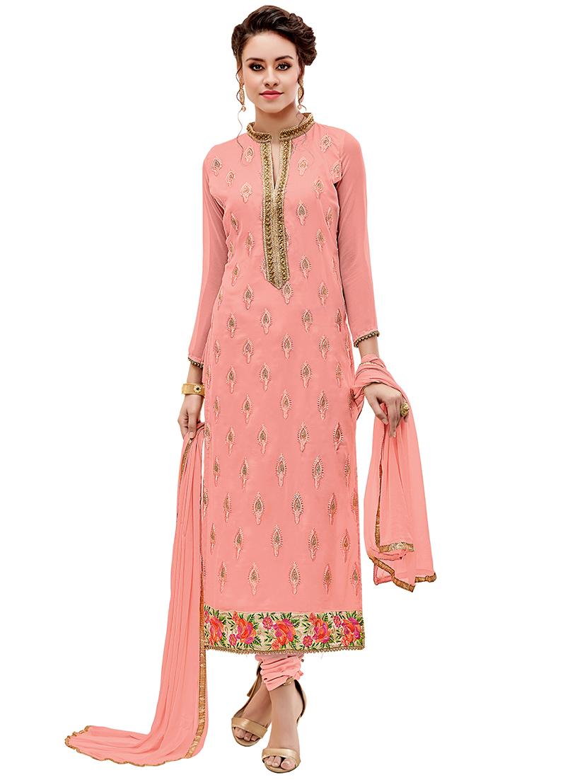 Embroidered unstitched churidaar suit - 15605925 - Zoom Image - 1