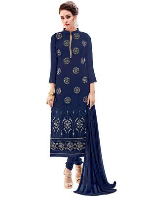 Embroidered unstitched churidaar suit - 15605926 - Standard Image - 1