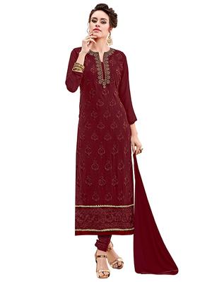 Embroidered unstitched churidaar suit - 15605929 - Standard Image - 1