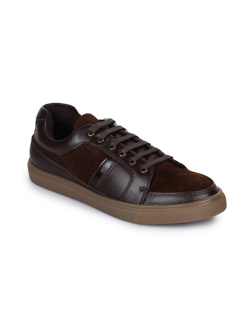 brown leatherette lace up sneakers - 15606352 - Zoom Image - 1