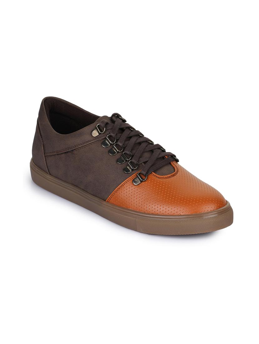 brown leatherette lace up sneakers - 15606358 - Zoom Image - 1