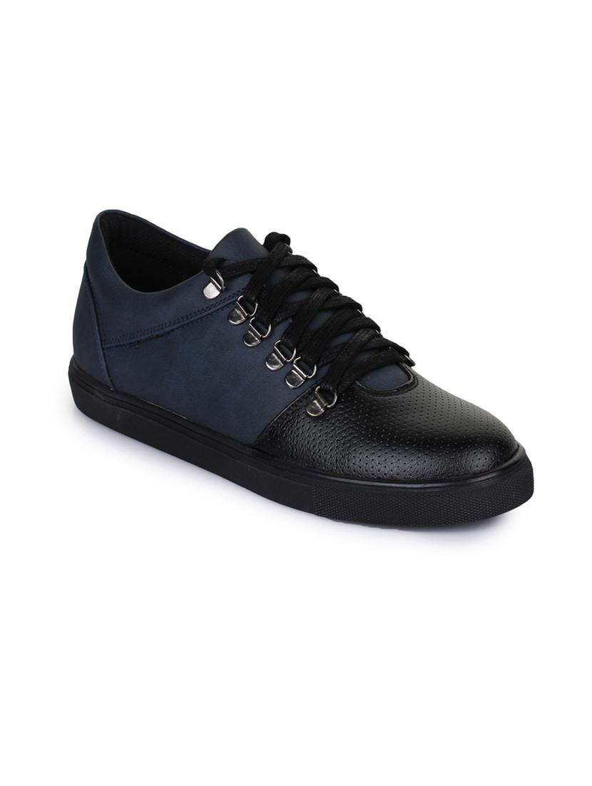 navy leatherette lace up sneakers - 15606359 - Zoom Image - 1
