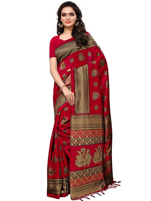 conversational printed mysore silk saree with blouse - 15606402 - Standard Image - 1