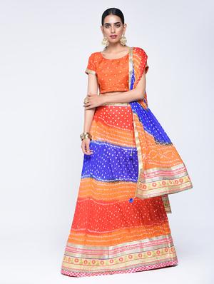 Bandhani flared lehenga set - 15606529 - Standard Image - 1